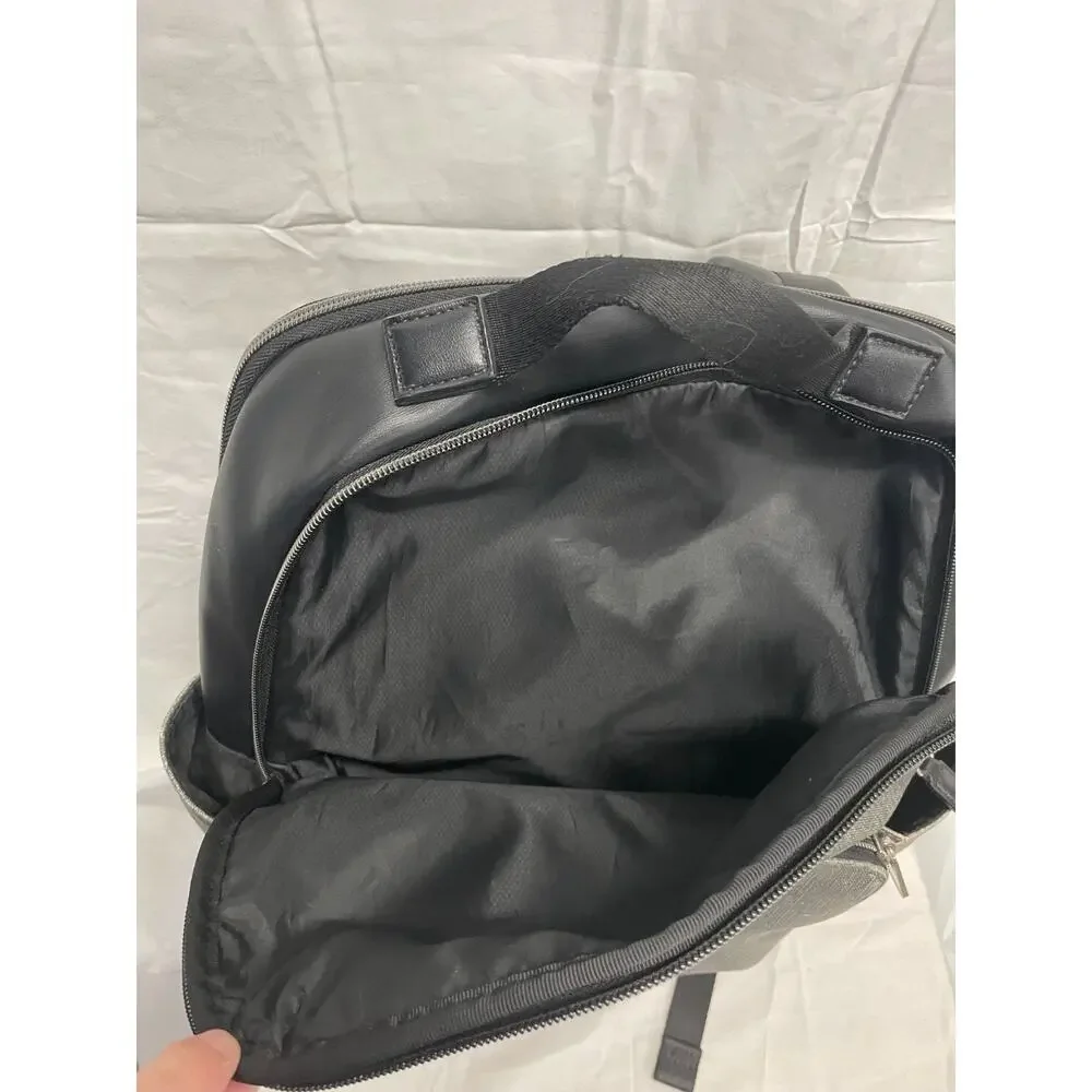 Calvin Klein Backpack Charcoal Gray Textured Body Black Leather Accents